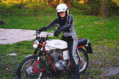 Evas first motorcycle, a 1972 MotoGuzzi Stornello 125cc. 1997.